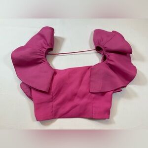 Do+Be cropped pink ruffled sleeveless small women’s top (bin P)
